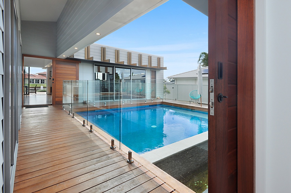 Pool deck at a new house built at the Gold Coast